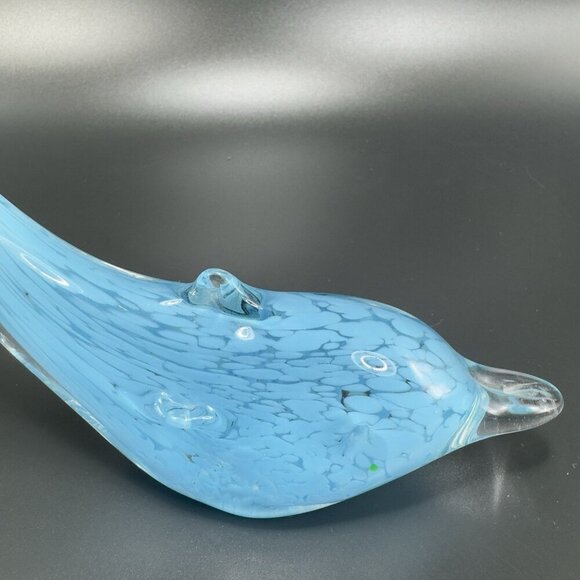 Venetian Art Glass Dolphin Fish Figurine Paperweight Blue Clear Edges Italian - Picture 5 of 12